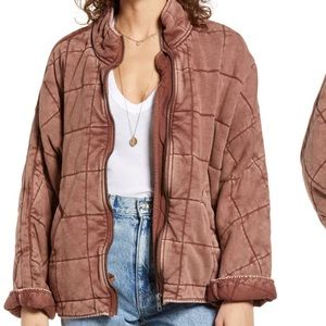 Free People Dolman Quilted Jacket in Cherry Cola